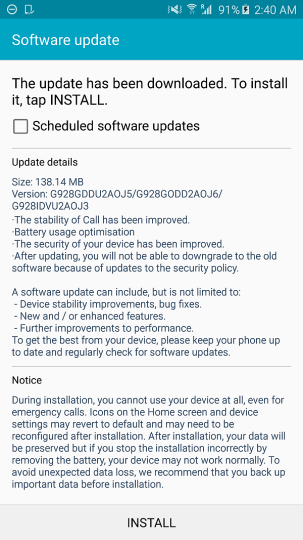 Samsung Galaxy S6 edge+ with its first update