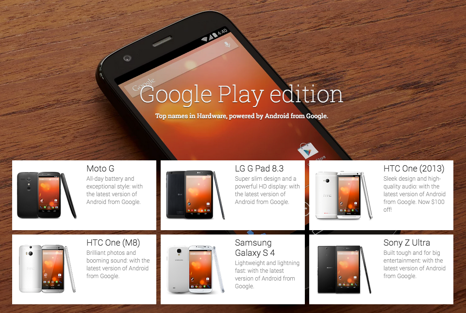 HTC One M7, Z Ultra and G Pad 8.3 are not available in the Google Play Store