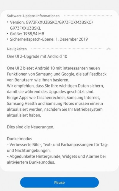 Android 10 started rolling out in Germany for all Samsung S10 series.