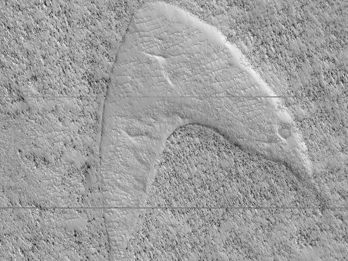 Great discovery on Mars. Sci-fi fans will be pleased, known logo appears on the surface of the planet.