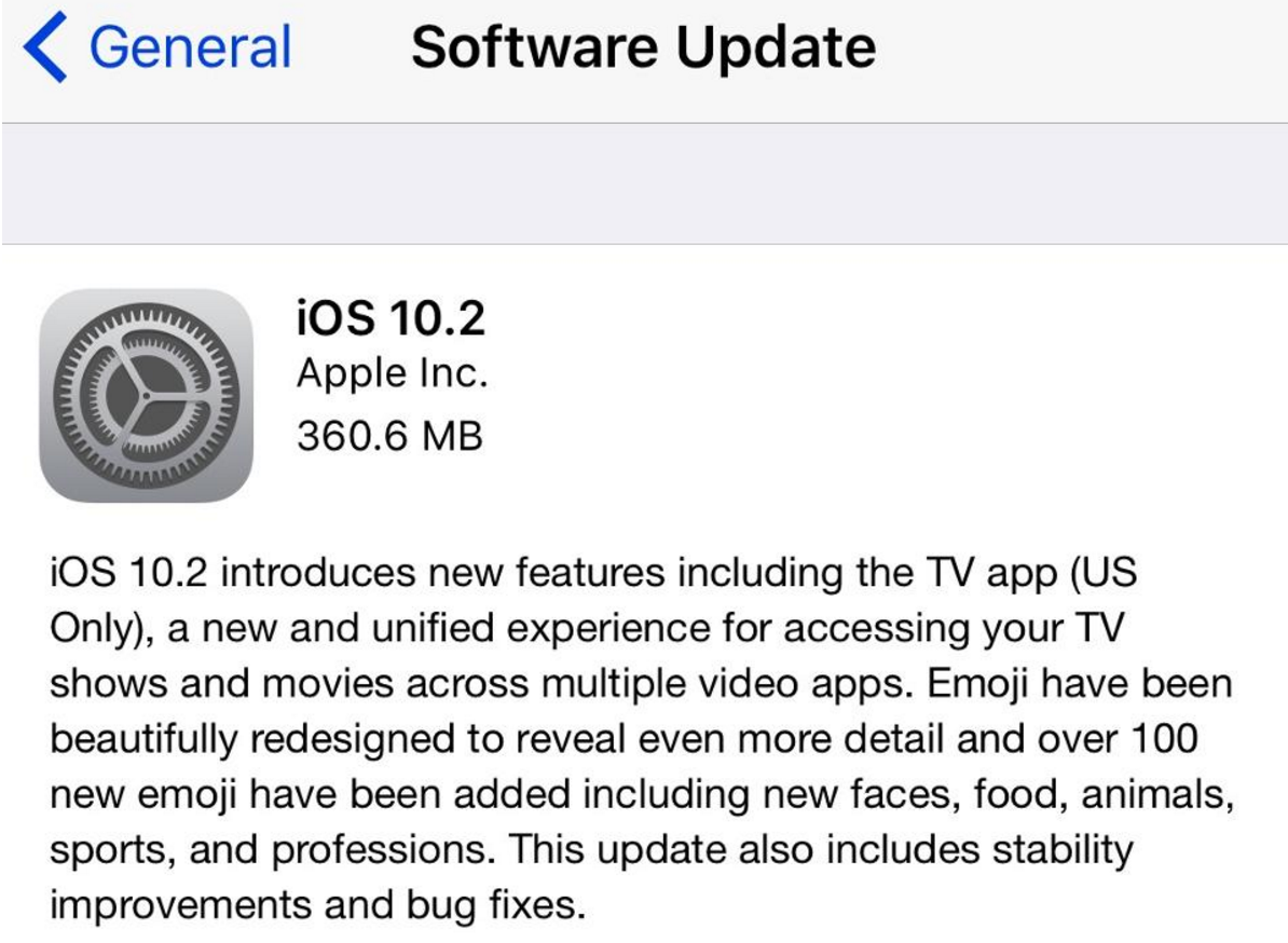 iOS 10.2 no longer available