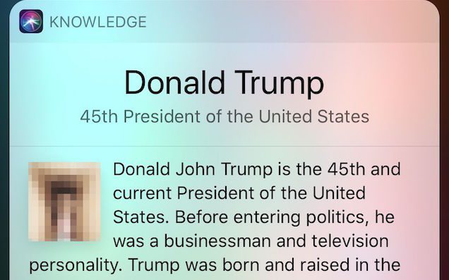 Siri used to show a picture of a dick whenever asked about Donald Trump