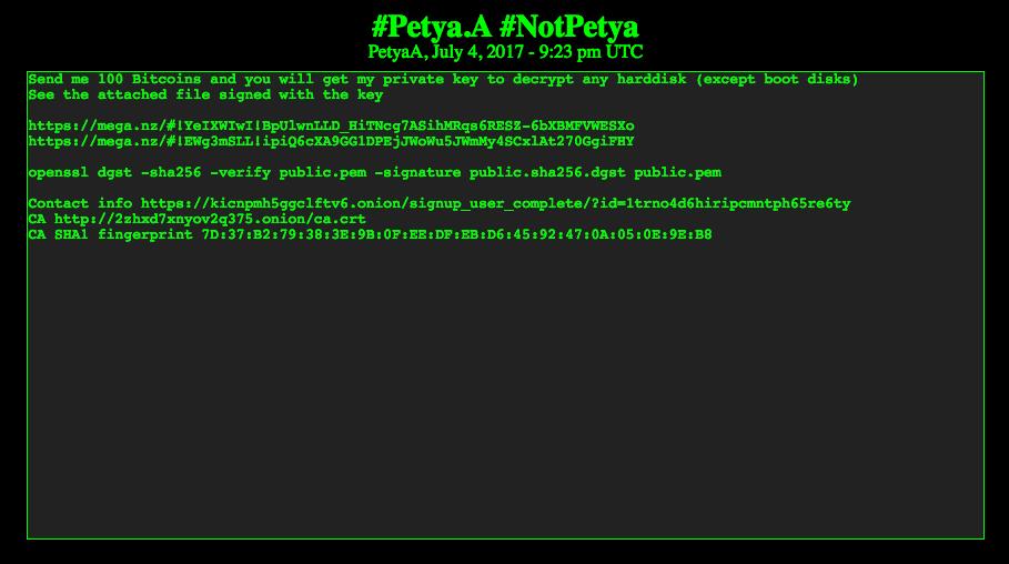 Decryption key for Petya selling for $250k, probably a scam