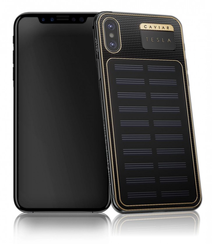 Caviar fhrt iPhone X Tesla mit Solarpanel auf der Rckseite ein