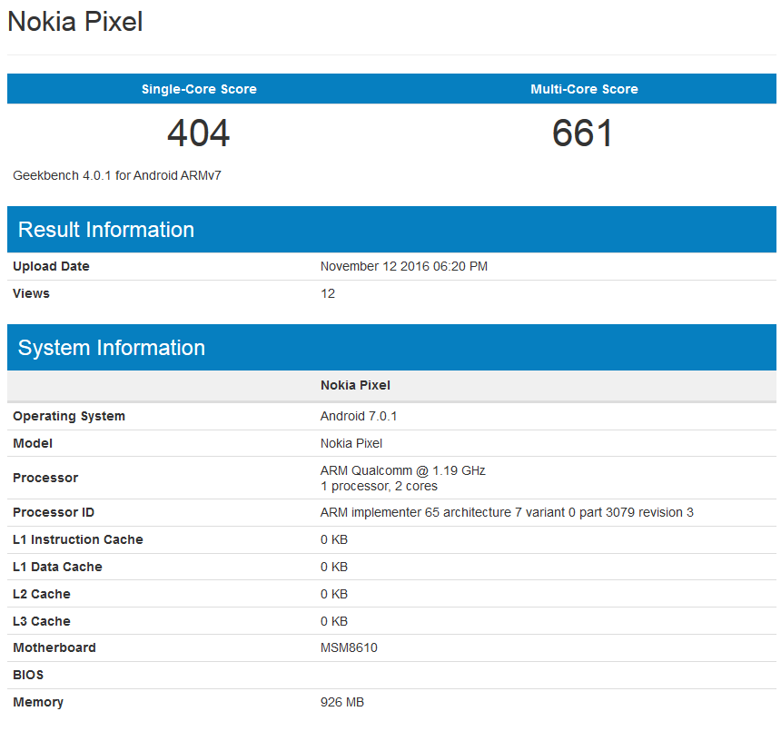 Nokia's entry-level smartphone spotted on Geekbench