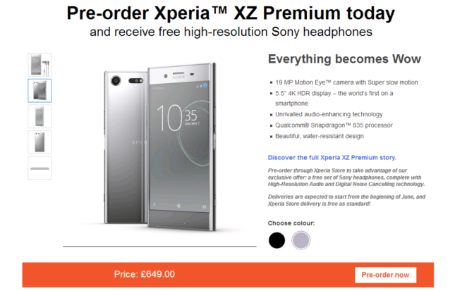 Sony Xperia XZ Premium pre-orders starting in Europe
