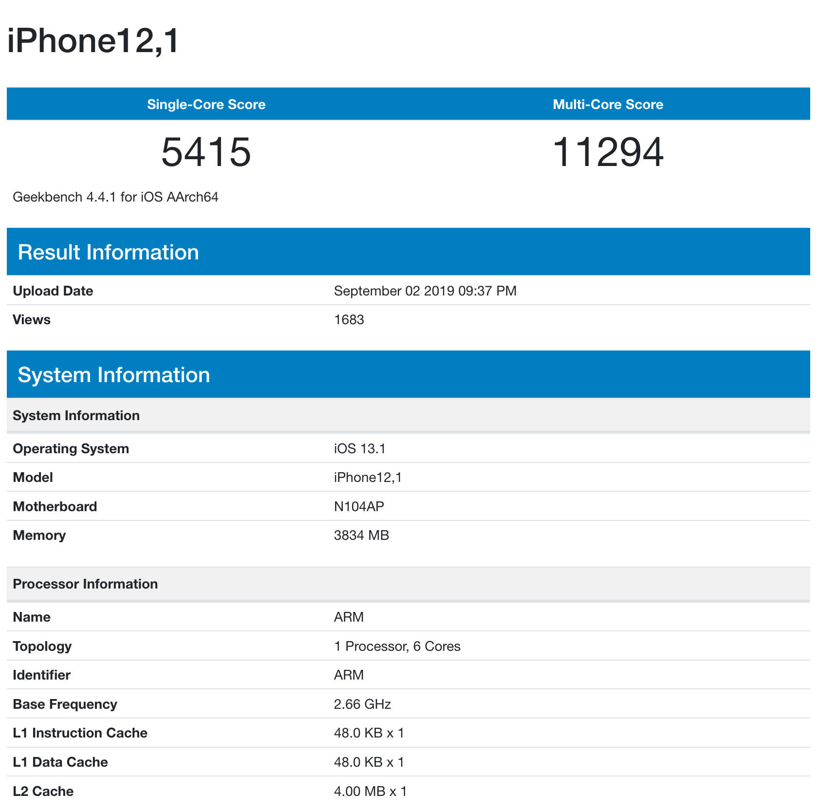 Some of iPhone 11 specs surfaced on Geekbench