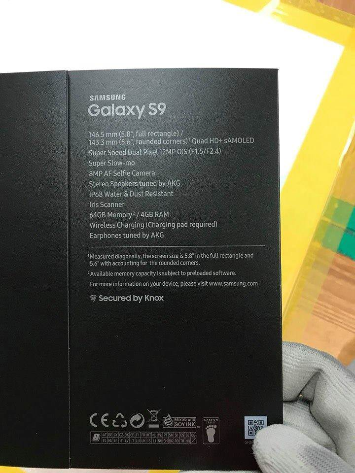 Possible Galaxy S9 specs revealed on an alleged box picture