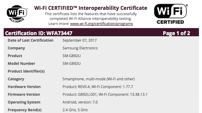 Unlocked variant of Galaxy S8 Active receives Wi-Fi Alliance certification