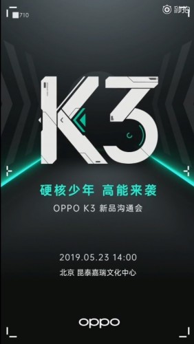 Oppo K3 kommt am 23. Mai mit Snapdragon 710 SoC an