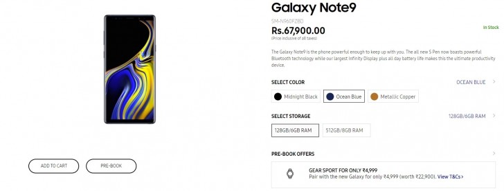 Samsung Galaxy Note9 ist in Indien vorbestellbar