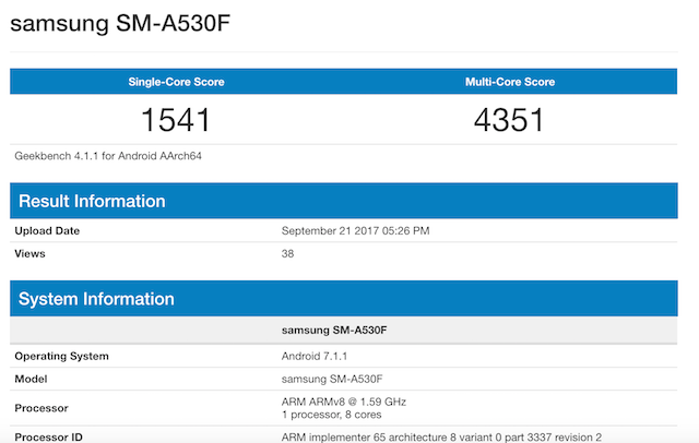 Specification of Samsung Galaxy A5 (2018)